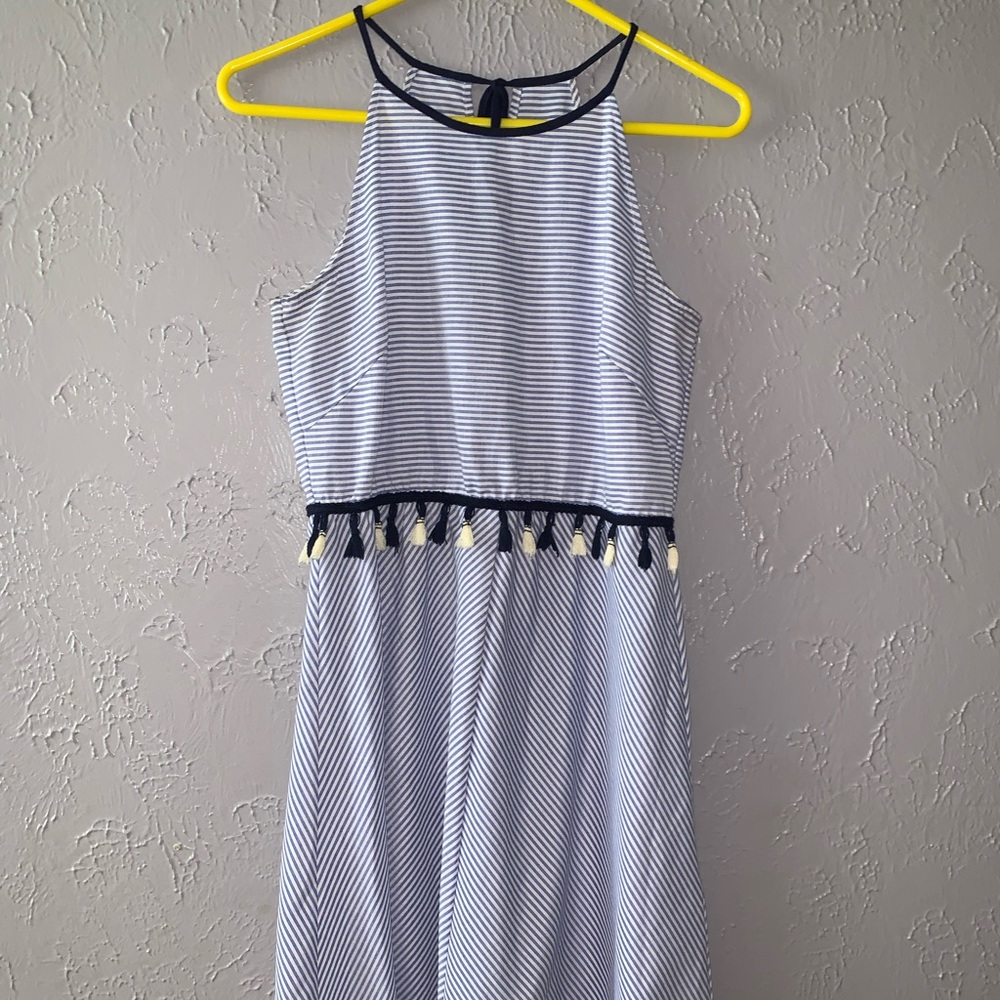 Blue and white summer dress